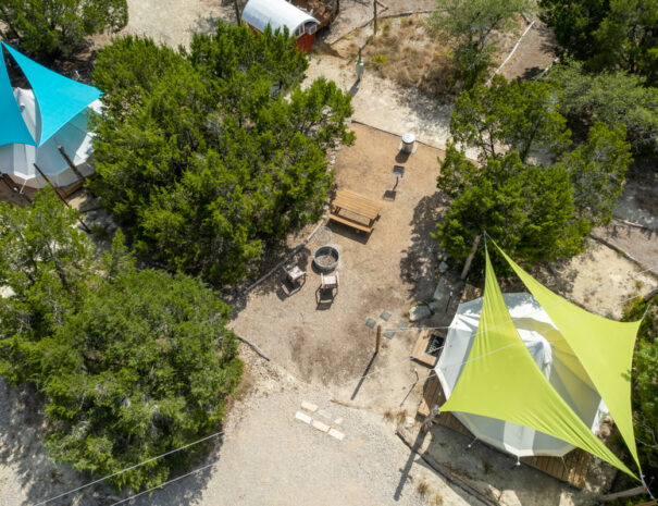 Apache (left) and Comanche (right) glamping tents.
